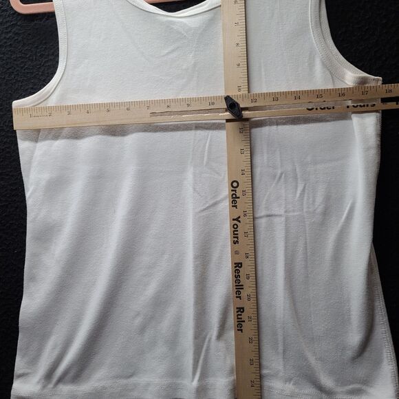 Basic Editions Womens Tank Top White Size Large Cotton/Polyester Blend Pullover - Picture 3 of 12